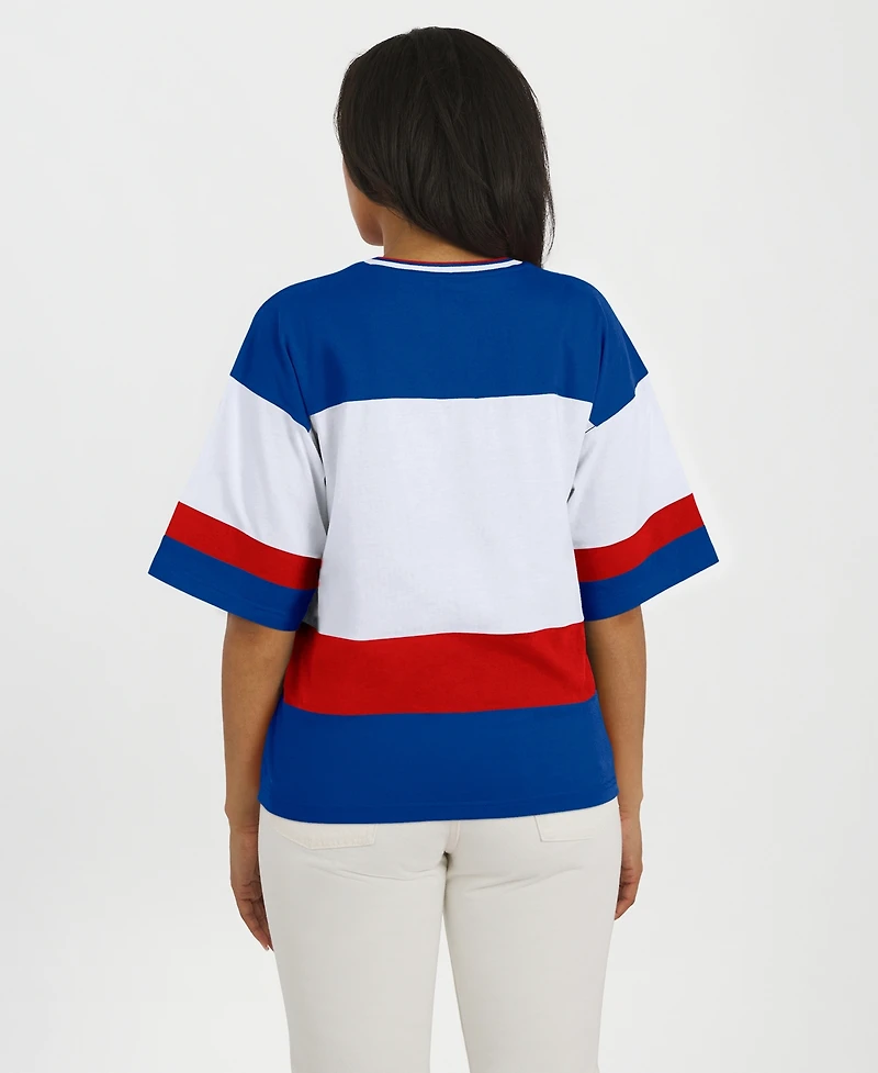 Wear by Erin Andrews Women's Blue/White New York Rangers Jersey Style T-Shirt