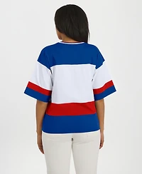 Wear by Erin Andrews Women's Blue/White New York Rangers Jersey Style T-Shirt