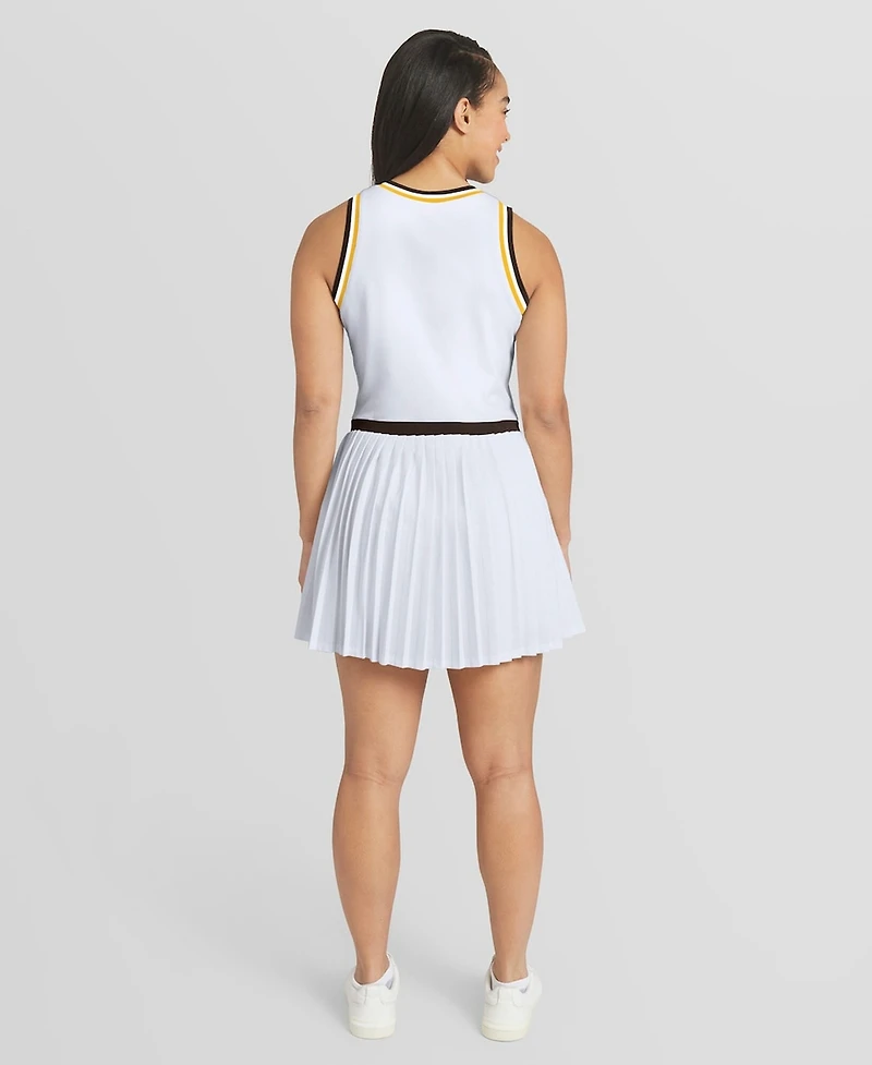 Wear by Erin Andrews Women's White San Diego Padres Zip-Front Pleated Tri-Blend Scoop Neck Tank Dress