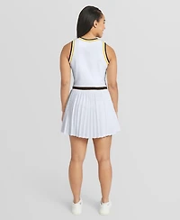 Wear by Erin Andrews Women's White San Diego Padres Zip-Front Pleated Tri-Blend Scoop Neck Tank Dress