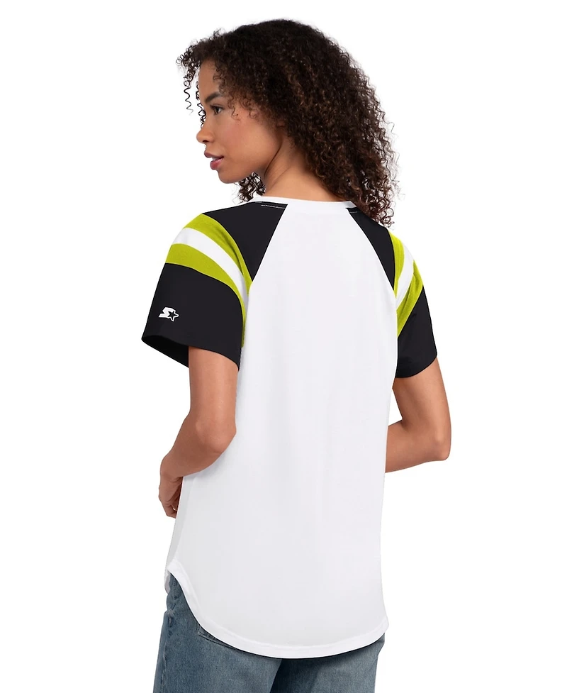 G-iii 4Her by Carl Banks Women's White William Byron Game On Raglan Notch Neck T-Shirt