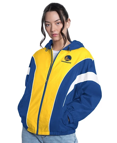 G-iii 4Her by Carl Banks Women's Royal/Gold Golden State Warriors Quarterback Lightweight Oversized Full-Zip Jacket