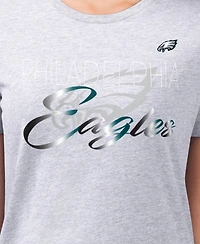 G-iii 4Her by Carl Banks Women's Gray Philadelphia Eagles Super-Slim Fit Lightweight Shadow Logo T-Shirt
