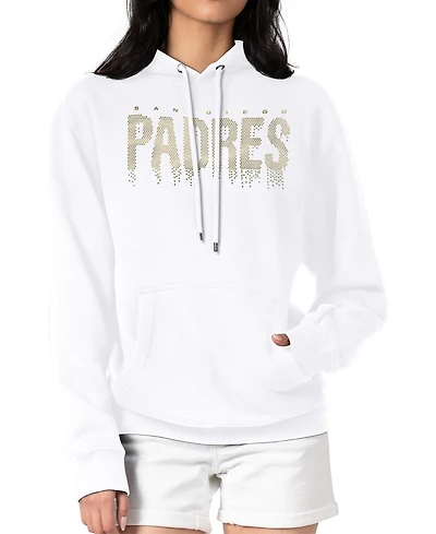 G-iii 4Her by Carl Banks Women's White San Diego Padres Metallic Drop Fleece Hoodie
