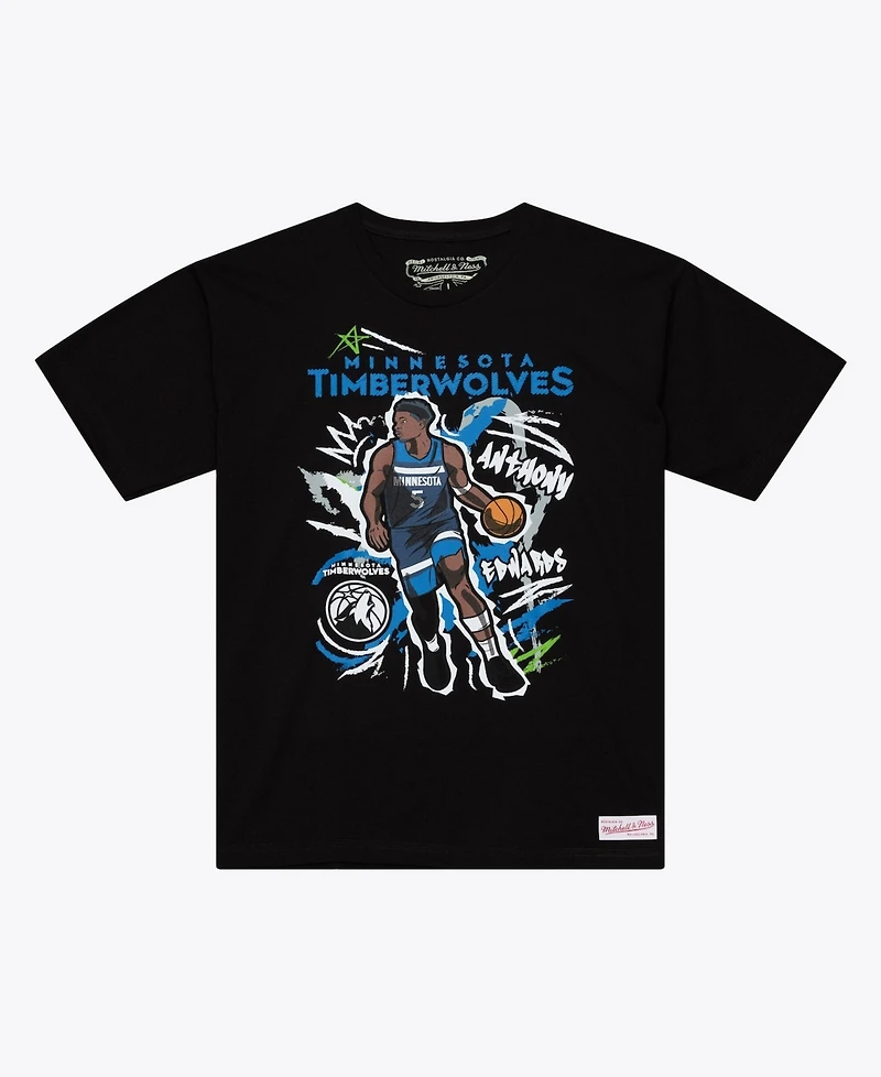 Mitchell & Ness Men's Anthony Edwards Black Minnesota Timberwolves Chalked Up T-Shirt