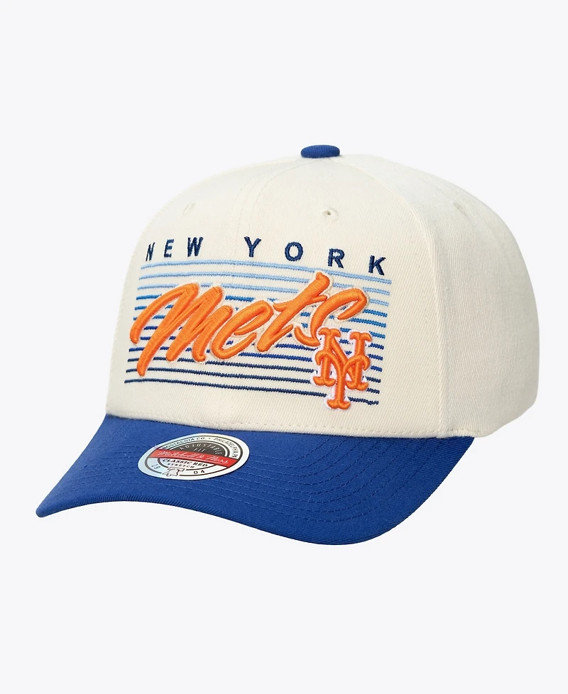 Mitchell & Ness Men's and Women's Cream New York Mets Retro Lines Stretch Snapback Hat