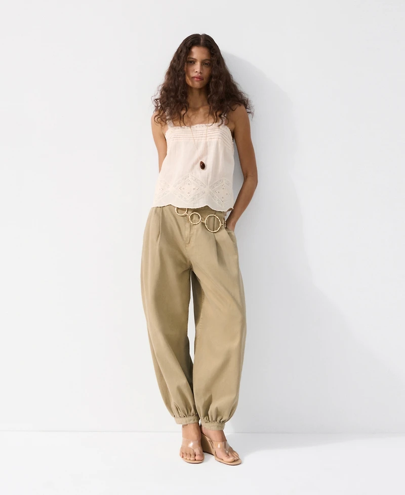 Mango Women's Embroidered Details Cotton Top