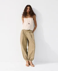 Mango Women's Embroidered Details Cotton Top