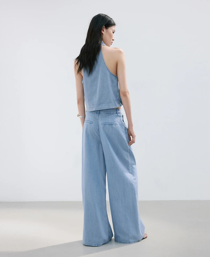 Mango Women's Wide Leg Lyocell Pants