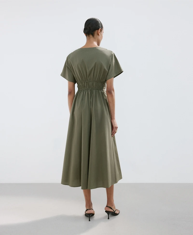 Mango Women's V-Neck Cotton Dress