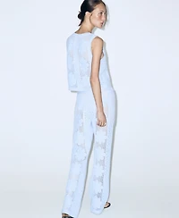 Mango Women's Openwork Embroidery Straight-Leg Pants