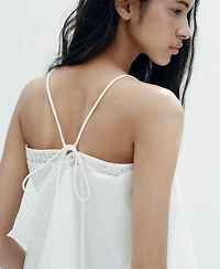 Mango Women's Lace Accents Embroidered Top