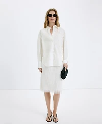 Mango Women's Lyocell Cultivated Pearl Blouse