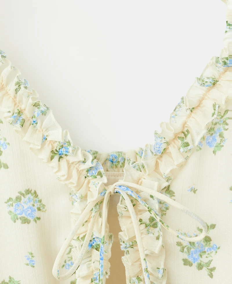 Mango Women's Bow Details Floral Top