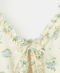 Mango Women's Bow Details Floral Top
