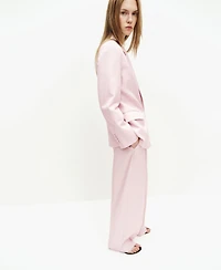 Mango Women's Linen-Blend Double-Breasted Suit Blazer