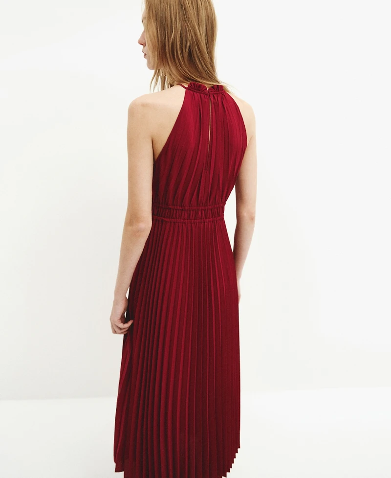 Mango Women's Pleated Halter Neck Dress