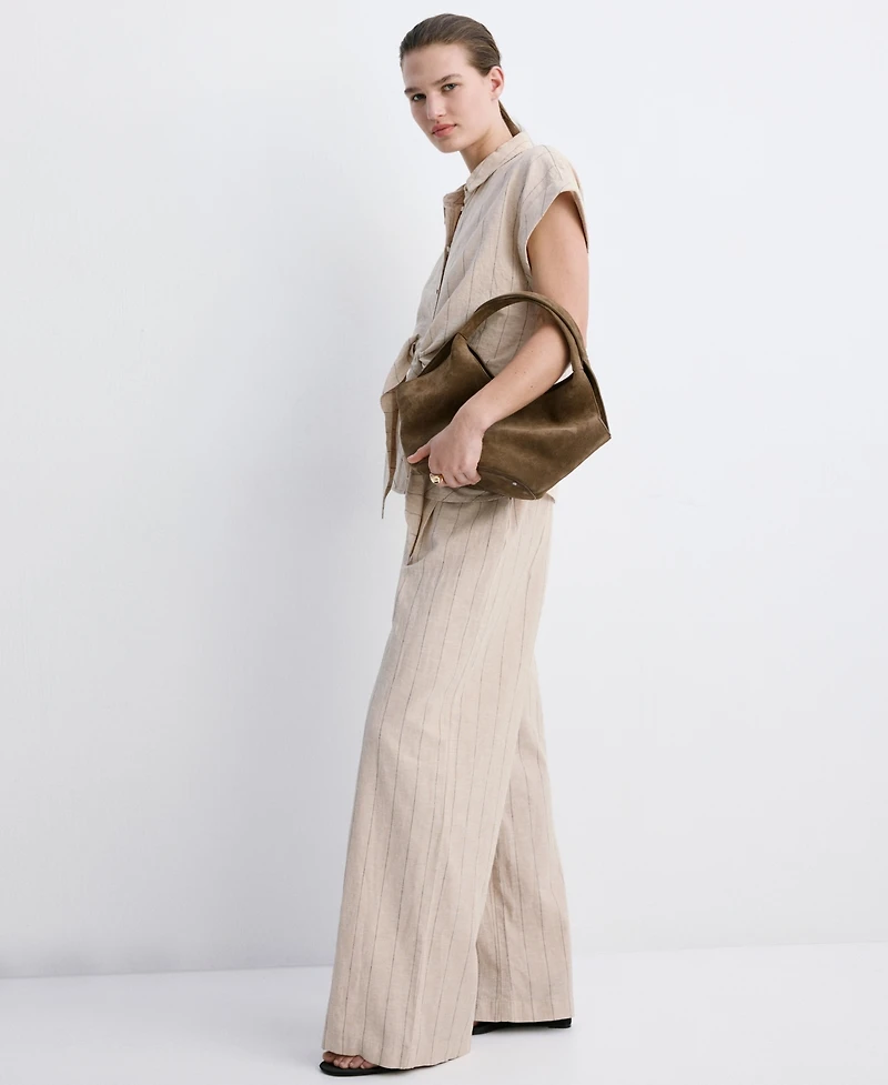 Mango Women's Pinstripe Linen Pants