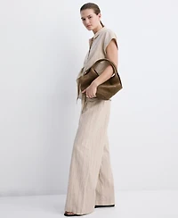 Mango Women's Pinstripe Linen Pants