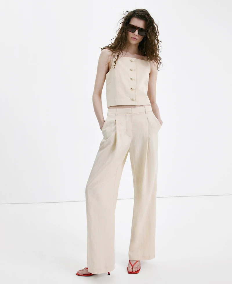 Mango Women's Lyocell Button Top