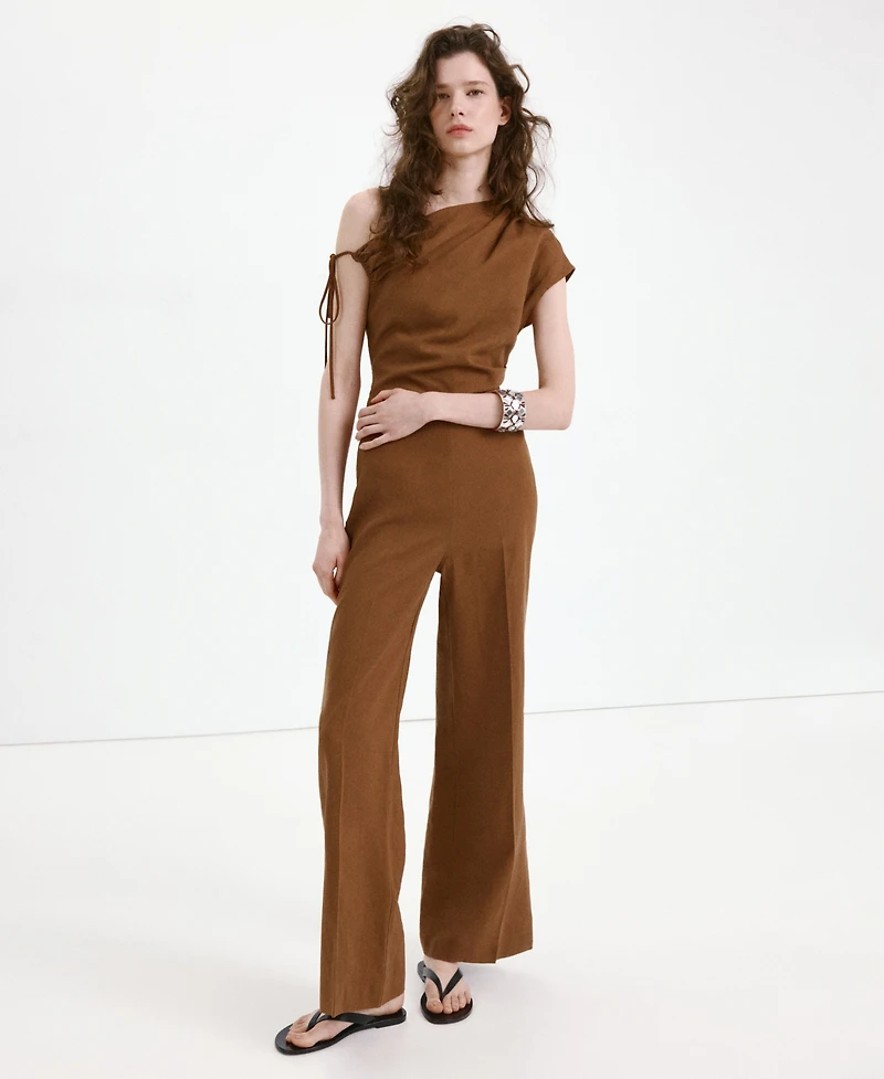 Mango Women's Asymmetrical Lyocell-Linen Jumpsuit