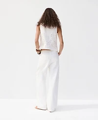 Mango Women's Openwork Embroidery Balloon Jeans