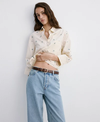 Mango Women's Embroidered Cotton Shirt