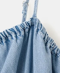 Mango Women's Lyocell Ruched Denim Dress