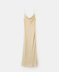 Mango Women's Draped Neckline Textured Dress
