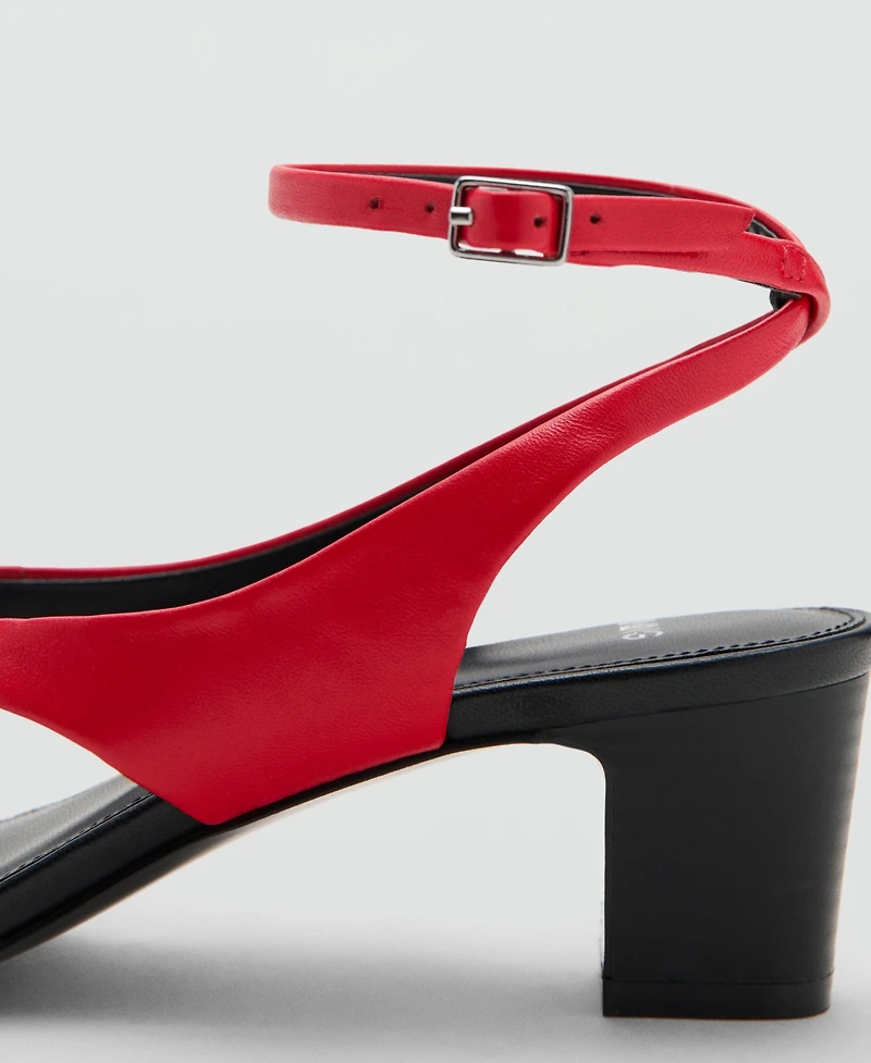 Mango Women's Straps Heeled Leather Sandals