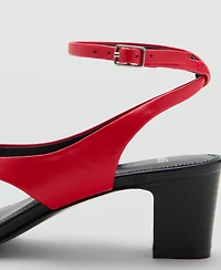 Mango Women's Straps Heeled Leather Sandals