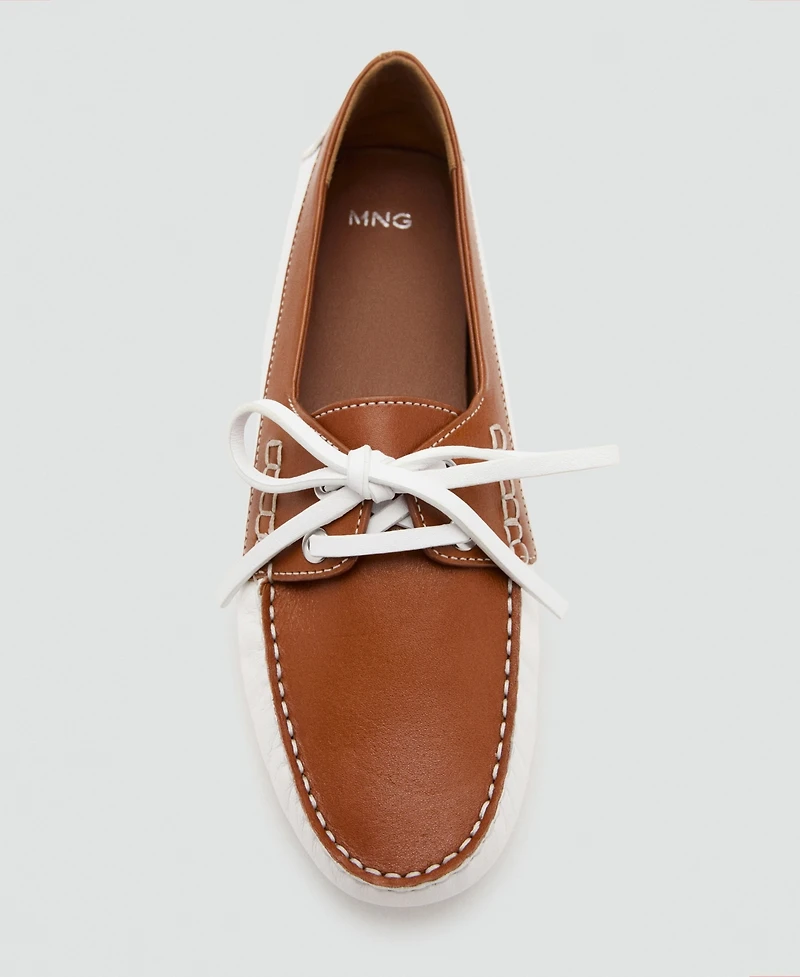 Mango Women's Multicolor Leather Boat Shoes