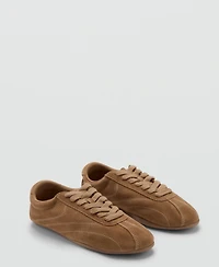 Mango Women's Contrasting Panel Leather Sneakers