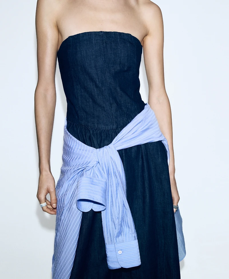 Mango Women's Strapless Denim Dress