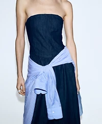 Mango Women's Strapless Denim Dress