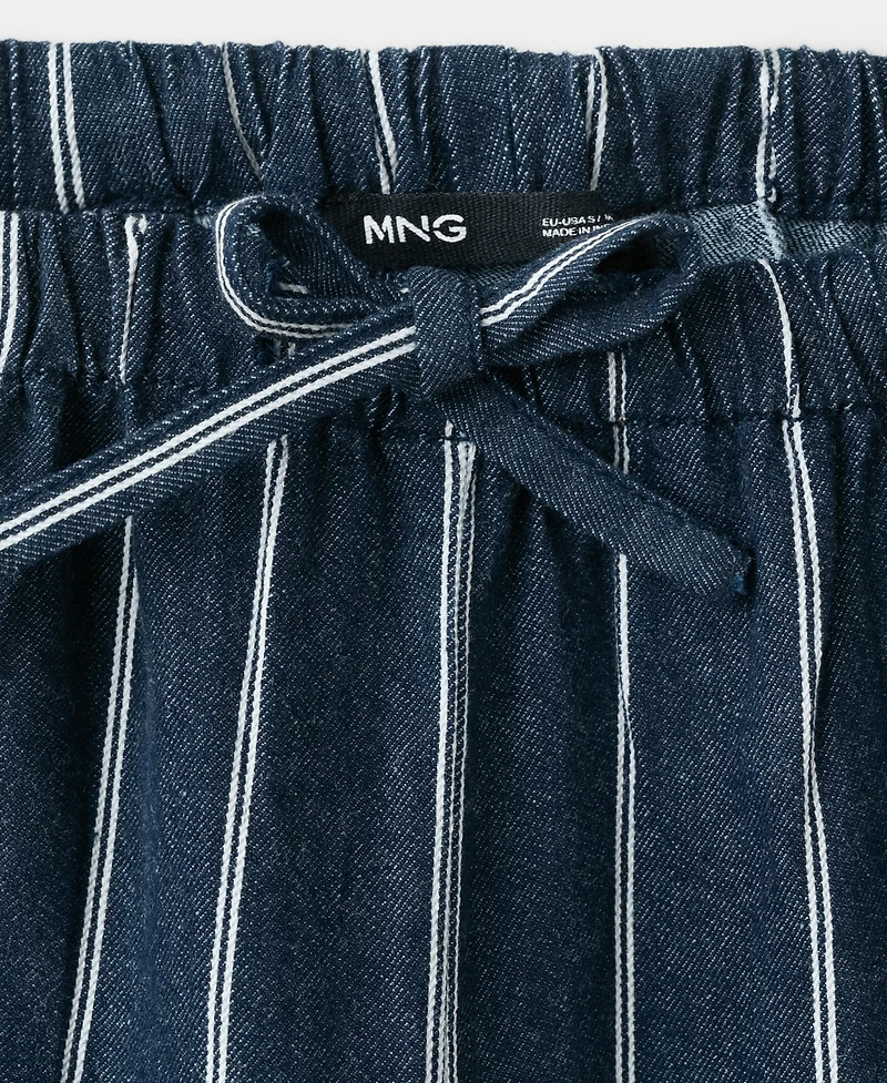 Mango Women's Turn-Up Hem Striped Pants
