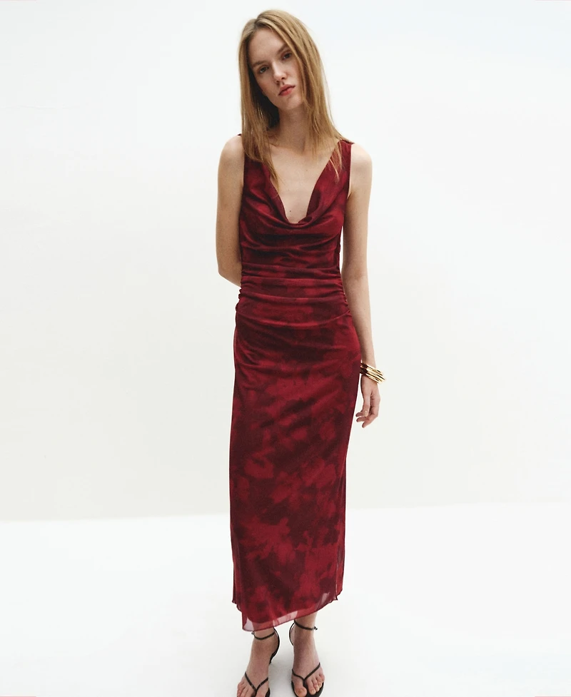 Mango Women's Draped Fitted Dress