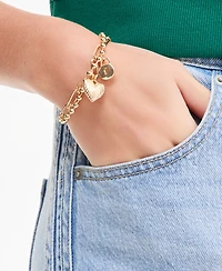 On 34th Heart & Padlock Double Chain Charm Bracelet, Macy's Exclusive
