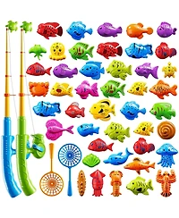 Gnuadz Magnetic Fishing Toy Rod Set Floating Fish Pool Bath Water Game