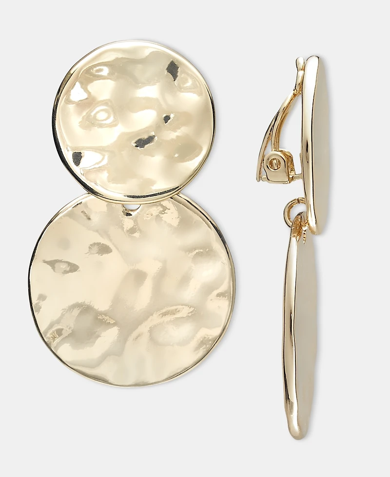 Style & Co Sculptural Disc Clip-On Double Drop Earrings, Macy's Exclusive