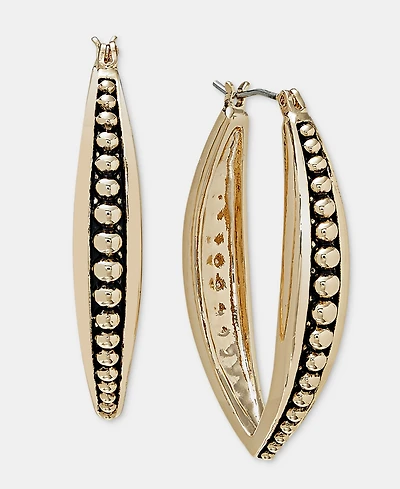 Style & Co Gold-Tone Beaded Oval Hoop Earrings, Macy's Exclusive