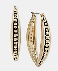 Style & Co Gold-Tone Beaded Oval Hoop Earrings, Macy's Exclusive