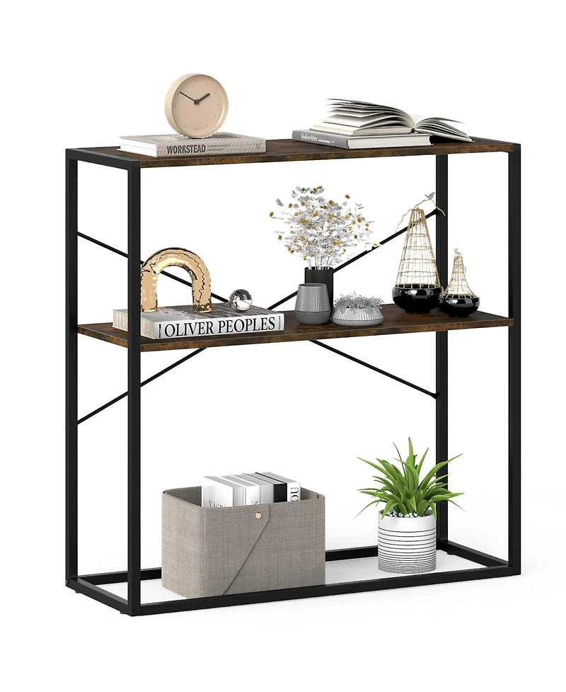 Slickblue Entryway Console Table with Metal Frame and Storage Shelves
