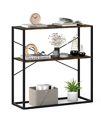 Slickblue Entryway Console Table with Metal Frame and Storage Shelves
