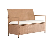 Sugift 2-Person Rattan Storage Bench with Lift Lid and Cushion