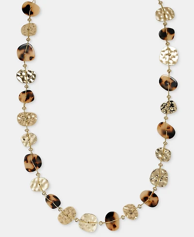 Style & Co Tortoise-Shell and Gold-Tone Disc Long Necklace, Macy's Exclusive