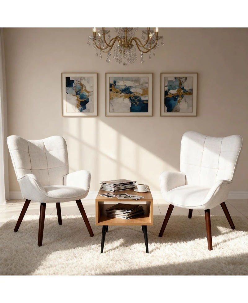 homfan Mid-Century Modern Upholstered Dining Chairs with Back Support and Metal Legs, Accent Chairs for Kitchen, Dining Room, Living Room