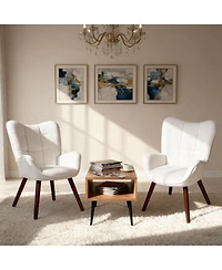 homfan Mid-Century Modern Upholstered Dining Chairs with Back Support and Metal Legs, Accent Chairs for Kitchen, Dining Room, Living Room