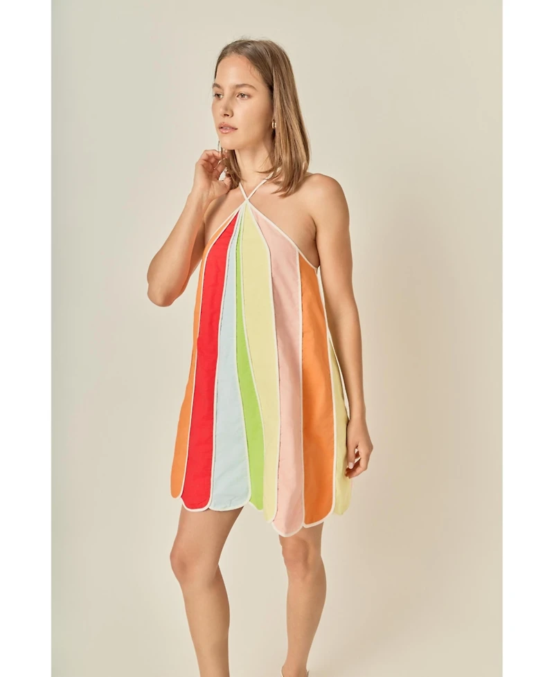 English Factory Women's Linen Umbrella Mini Dress