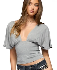 Edikted Women's Betee Flutter Plunge Neck Top